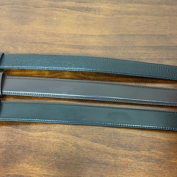 Set of 3 - NWOT - Men’s Leather Belts - Size 42 - Black, Black Embossed, Brown - Picture 6 of 9